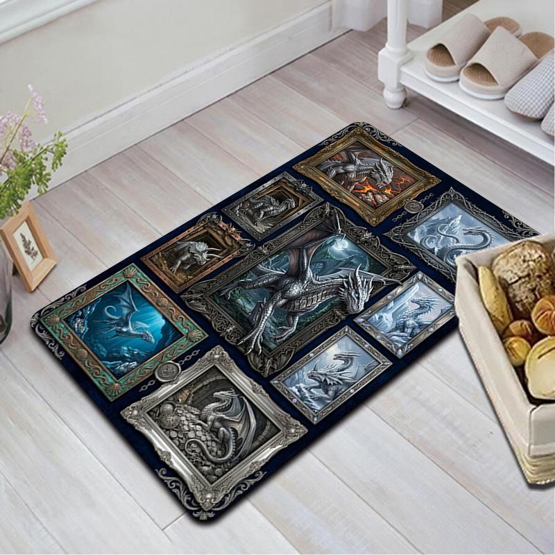 Fantasy Dragon Compilation Pattern Rug Floor Mat for Living Room or Bedroom Soft and Comfortable Carpet a Gift for Birthday and Holiday.