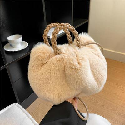 Multi Functional Furry Shoulder Bag Fashionable Women Bucket Handbag Soft Plush Crossbody Bags Fashion Fur Cloud Bags