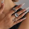 Geometric Black Diamond Adjustable Ring for Women – Fashionable Open Ring Band