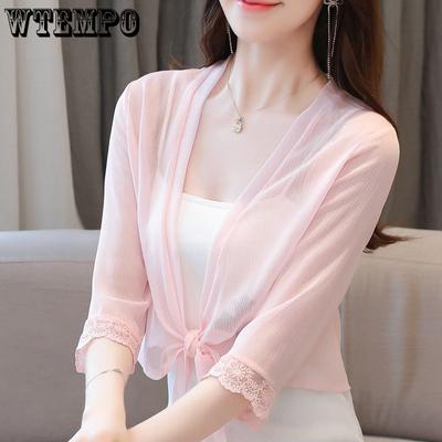 Chiffon Sunscreen Short Air-conditioned Shirt Sunscreen Cardigan Poncho Summer with Skirt Sun Shirt