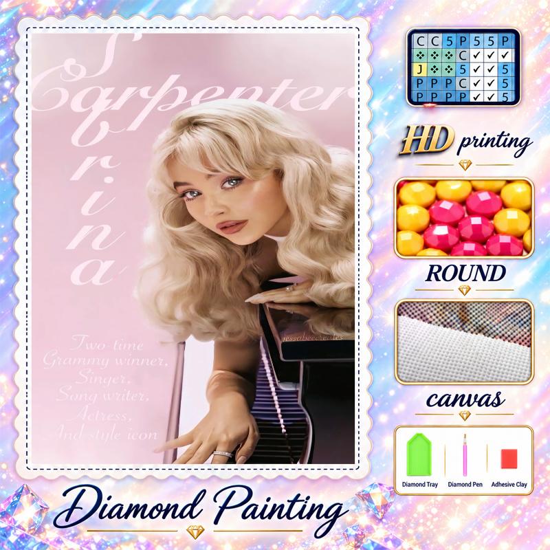 Sabrina Carpenter Diamond Painting Kit 5D Full Drill DIY Diamond Mosaic Wall Art Home Decor