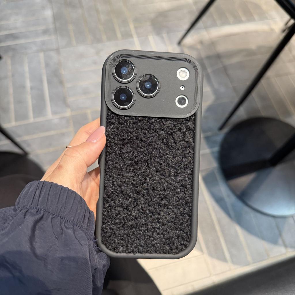 Solid color wool lamb for Apple 17Promax mobile phone case iPhone16 fine hole 15 all-inclusive 14 soft 13/12