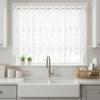 Floral Embroidery White Lace Short Window Sheer Through-shaft Type Kitchen Voile Curtain  Bookstore