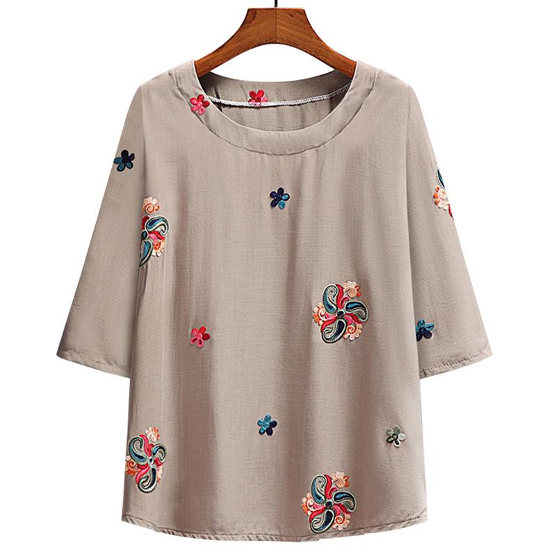 Stylish Summer Seven-Sleeve Top Set for Middle-Aged and Older Women