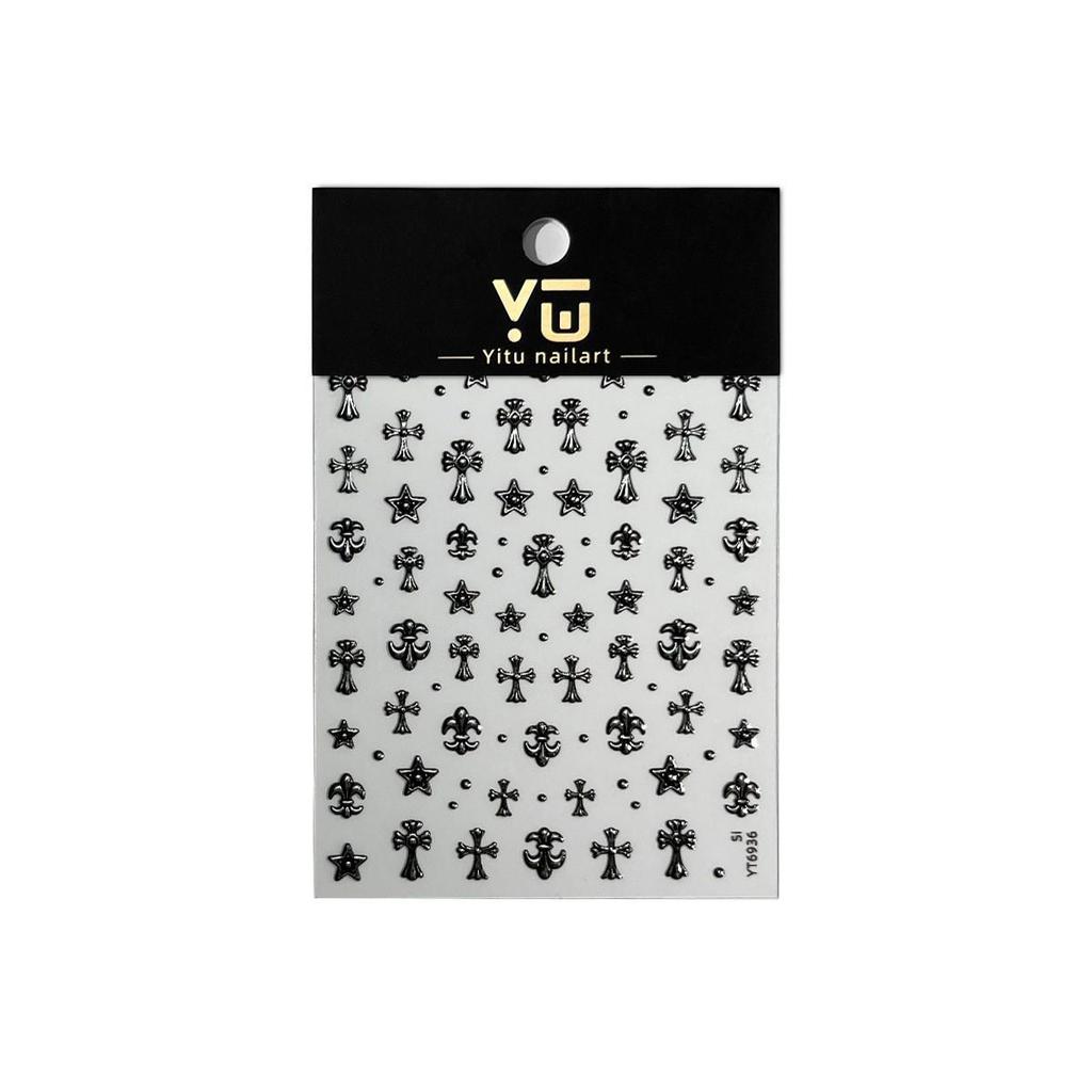 Retro Exquisite Ant Figure Nail Stickers - Cross & Hot Stamping Style (YT6931)