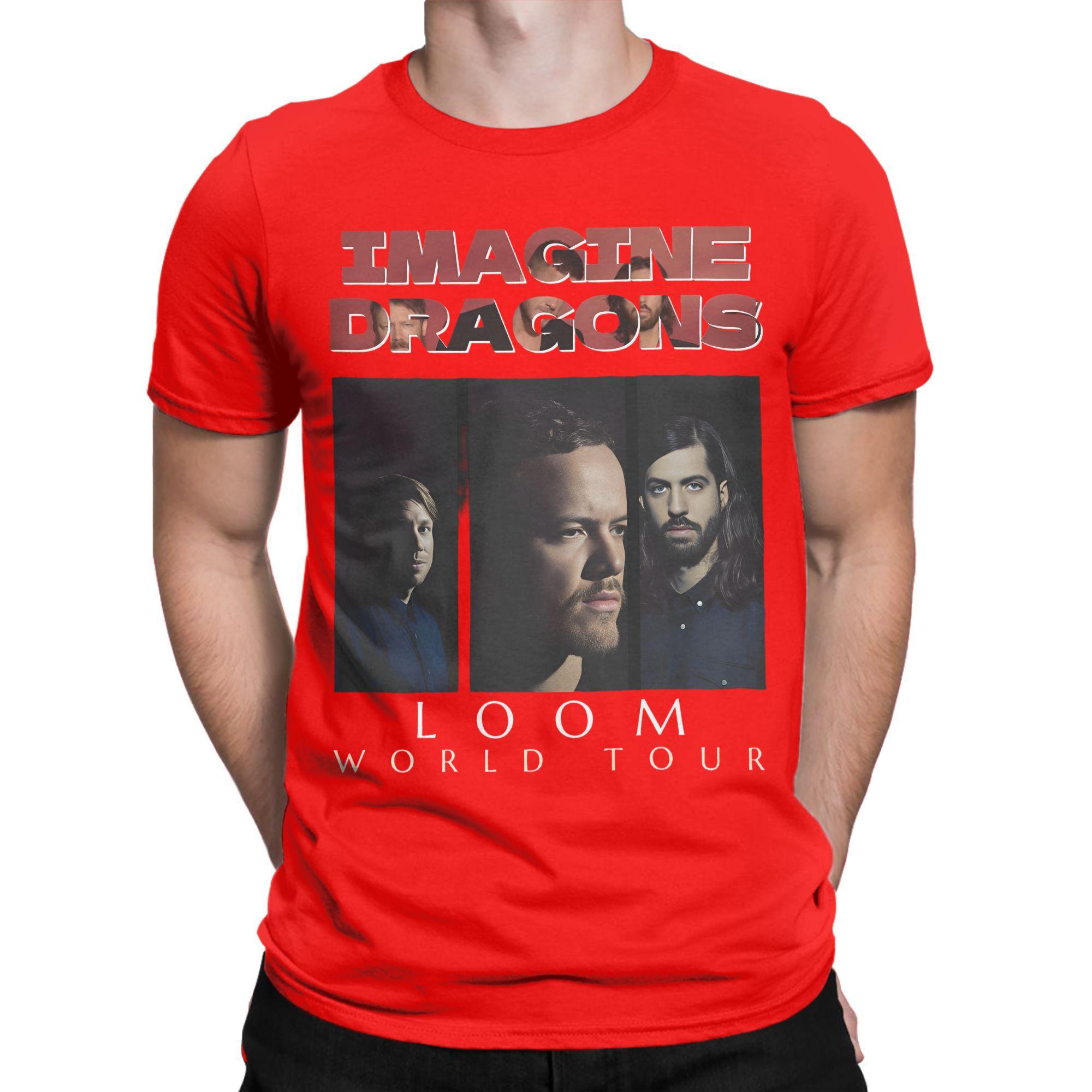 

Imagine Dragons Reflections Fans Tour 2025 Футболка для мужчин 100% хлопок Футболка с круглым вырезом Футболки с коротким рукавом Одежда Большие размеры S