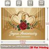 2D Gold Heart Anniversary Backdrop, Joyeux Happy Anniversary Photography Background