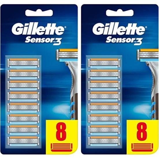 

Gillette Sensor3 Лезвия для бритвы 8+8 литиевых лезвий