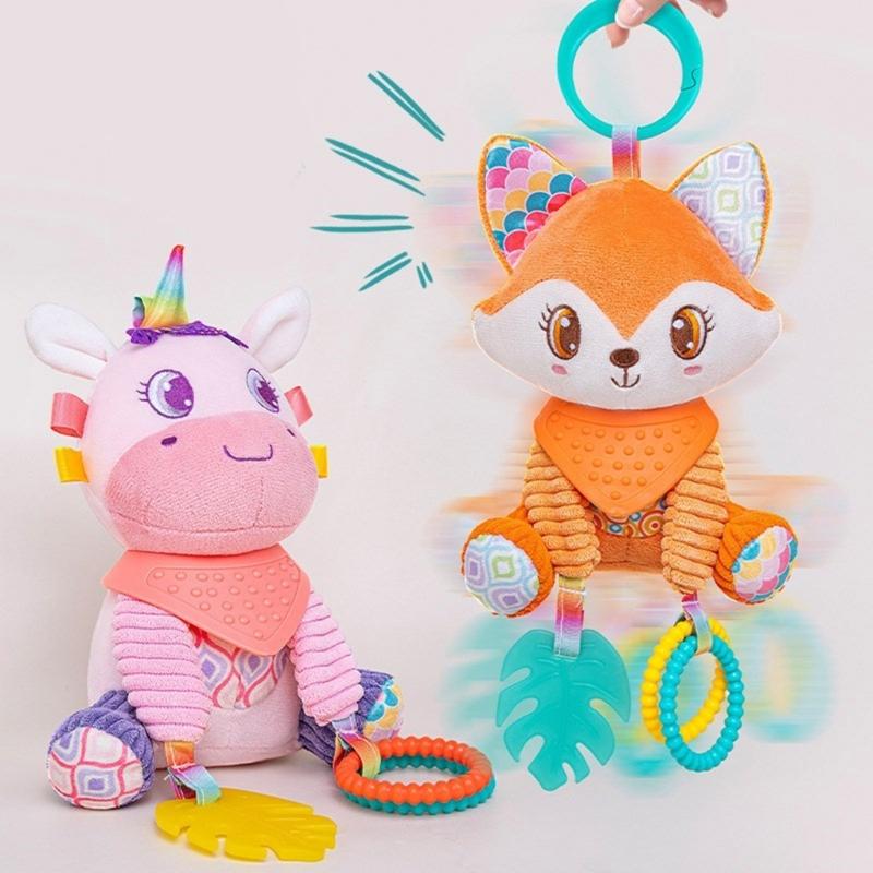 Interactive Baby Bed Hanging Decoration Toy Feature Squeaky Rattle Design For Sensory Play And Cognitive Growth