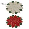 Christmas Table Placemats for Dining Floral Leaf Placemat Table, Decorative Polyester Fabric Round Mats Home with Festive Leaves Design Party