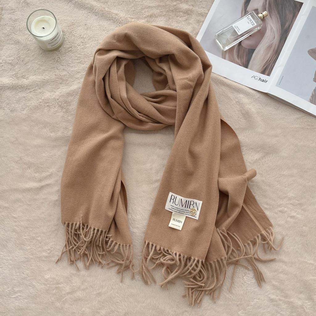 New solid color scarf women's winter men's couple shawl dual-purpose warm long thickened Japanese and Korean version