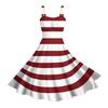 Women's Vintage Sleeveless Pleated Patchwork Cute A-Line Hem Striped Printed Dresses