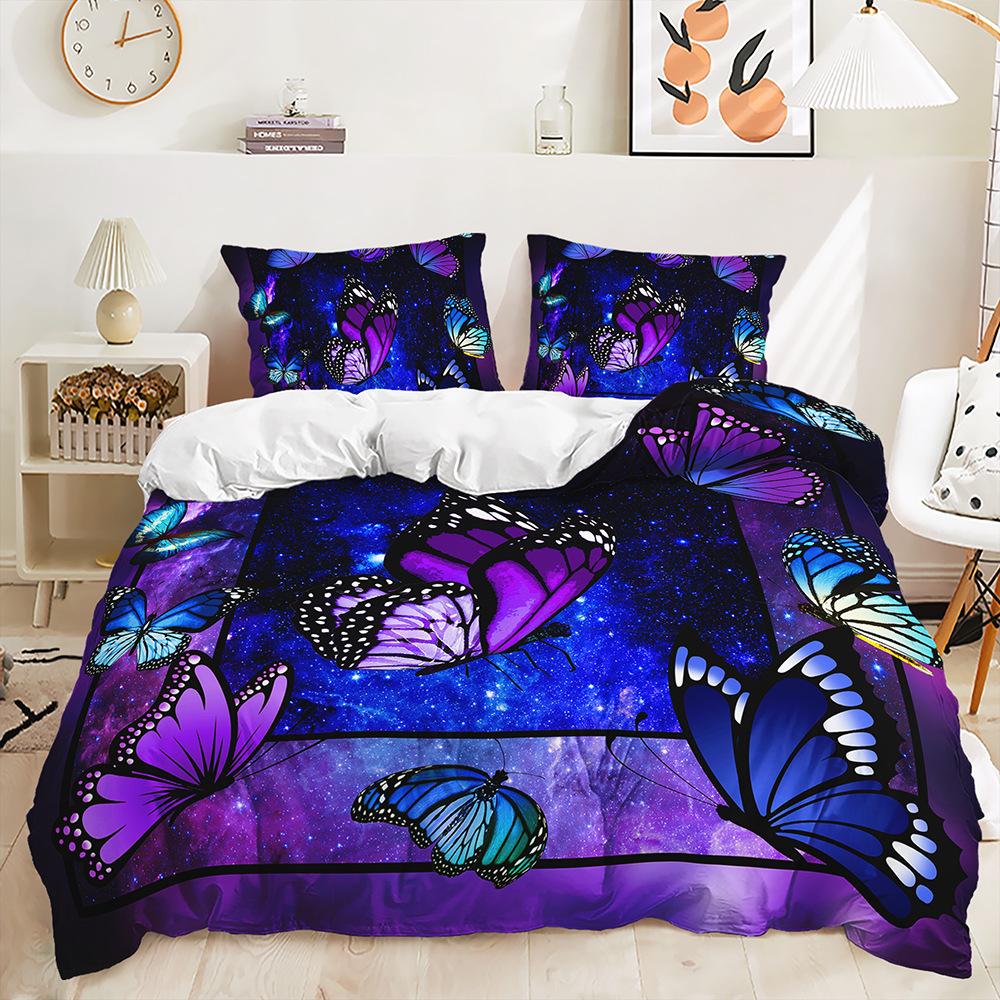 Bed Three-Piece Butterfly Kit Animal Rose Flower Quilt Cover Two-Piece Bedroom