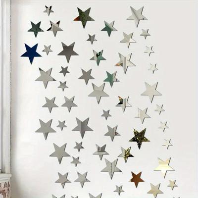 20 pçs estrela adesivo de parede 3d acrílico espelho irregular vaidade sala estar decoração dos desenhos animados adesivos de parede para quarto das crianças decoração casa