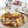 Autumnal Deer Round Area Rug,Carpet Rug for Living Room Bedroom Sofa Playroom Decor,Non-slip Floor Mat