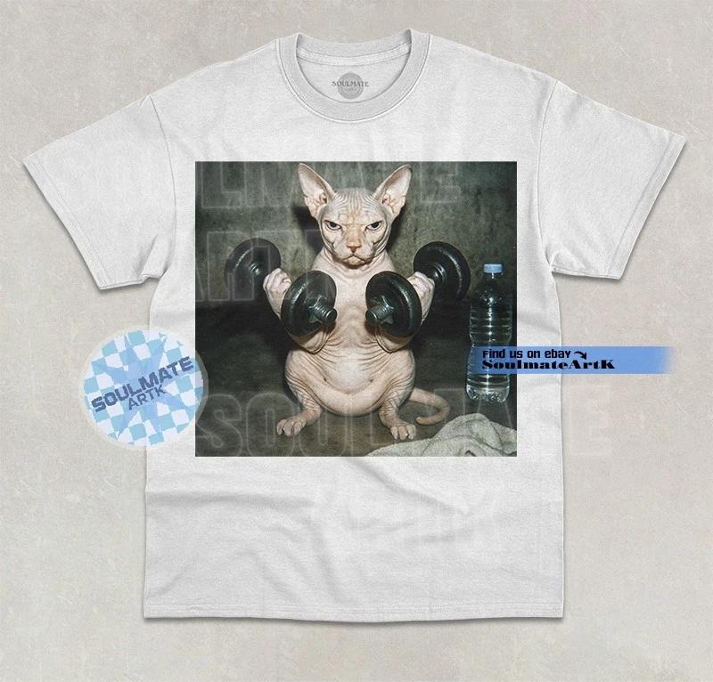 Sphynx Cat Workout T-Shirt Funny Hairless Cat Joke Animal Lover Graphic Shirt 2XL