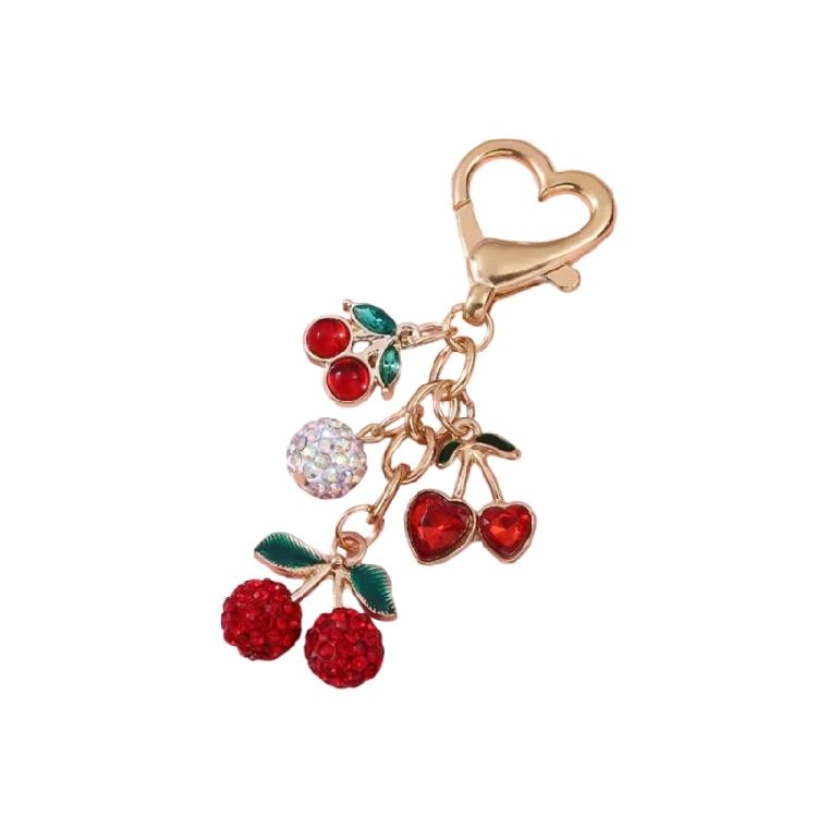 Unique Cherrys Love Lock Keychain Charm Elegant Designs Key Holder Accessory Portable for Fashionable Individuals