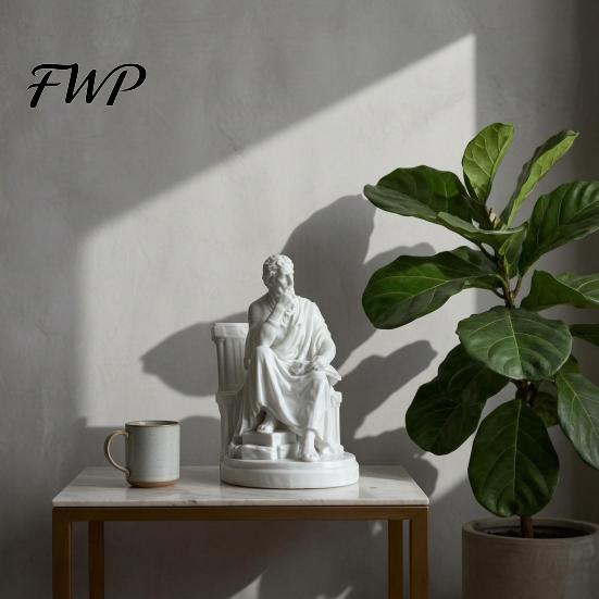 Easy Care Ornament Ornaments with Philosopher Shape Stable Base 3D Printed Sculpture Retro Entrance Hall Decor Literary Desktop Decoration for