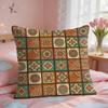 Vintage Bohemian Floral Grid Cushion Cover Short Plush Pillow Case Room Sofa Cushion Covers Home Decor Funda