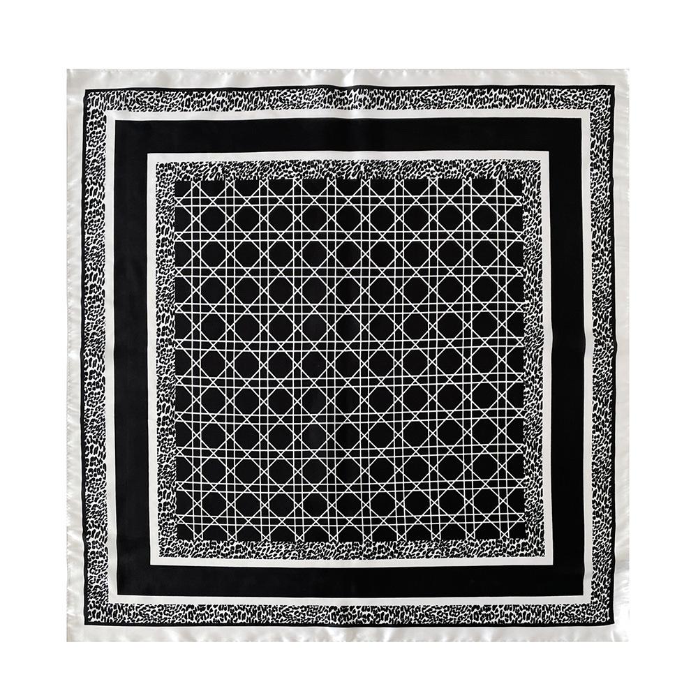European and American geometric silk scarf fashion striped scarf simulation silk small square scarf 71cm sun protection shawl professional scarf shawl