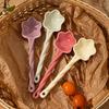 1PC Ceramic Star Shaped Spoon Cute Twisted Long Handled Coffee Stirring Spoon with Cream Design for Kitchen