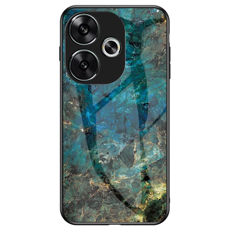 

For Xiaomi Redmi Turbo 3 5G Tempered Glass Case Marble Pattern Protective Phone Cover Emerald Marble