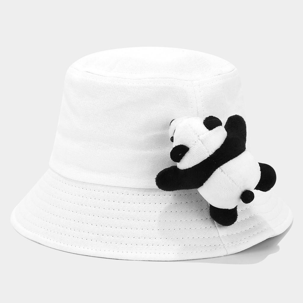 Childrens Cotton Sun Hat With Plush Panda Decoration For Summer Outdoor Play