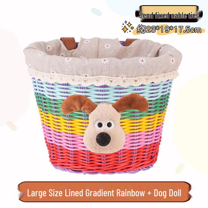 Retro Woven Front Basket for Children's Bicycles, Scooters, or Doll Strollers