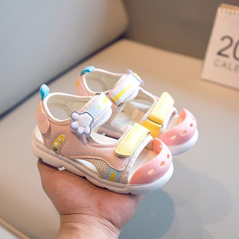 

Сандалии для девочек, летняя модная пляжная обувь с мягкой подошвой и мультяшным рисунком 21 розовый