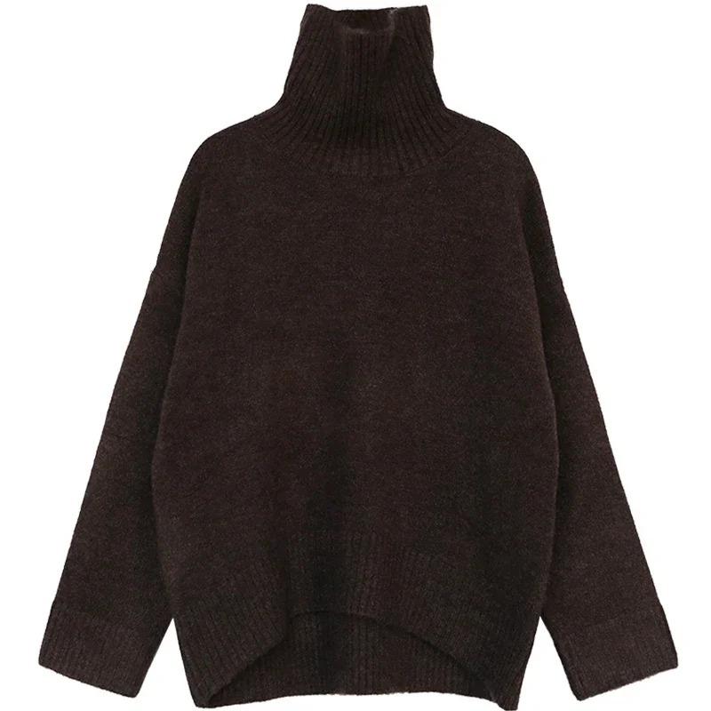 Korean Women's Sweater Loose Turtleneck Sweaters Warm Solid Pullover Top Oversized Knitwear Basic Female Tops Winter 2023 Knitted Jumper Female Pull