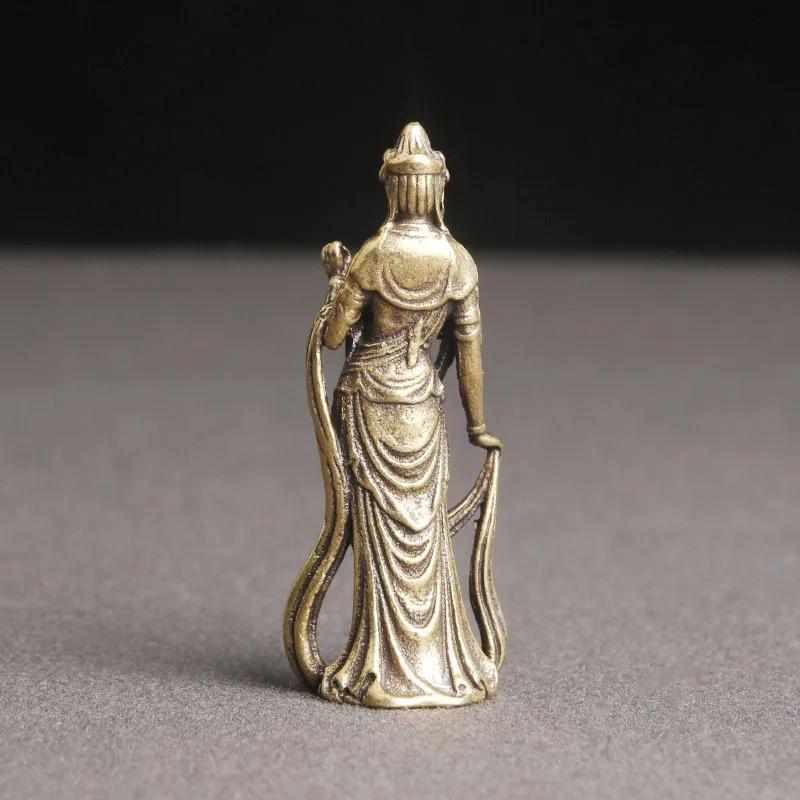 Statue de Bodhisattva Guanyin en laiton, ornements de bureau, décoration de salon, figurines de Bouddha religieuses en cuivre, accessoires d'artisanat