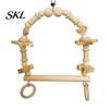 Parrot Beak Care Toy Bird Swing Perch, Wooden Blocks Chew Toy, Beaded Arch Chewing Accessory Swing, Cage for Lovebird Budgie Cockatiel Conure