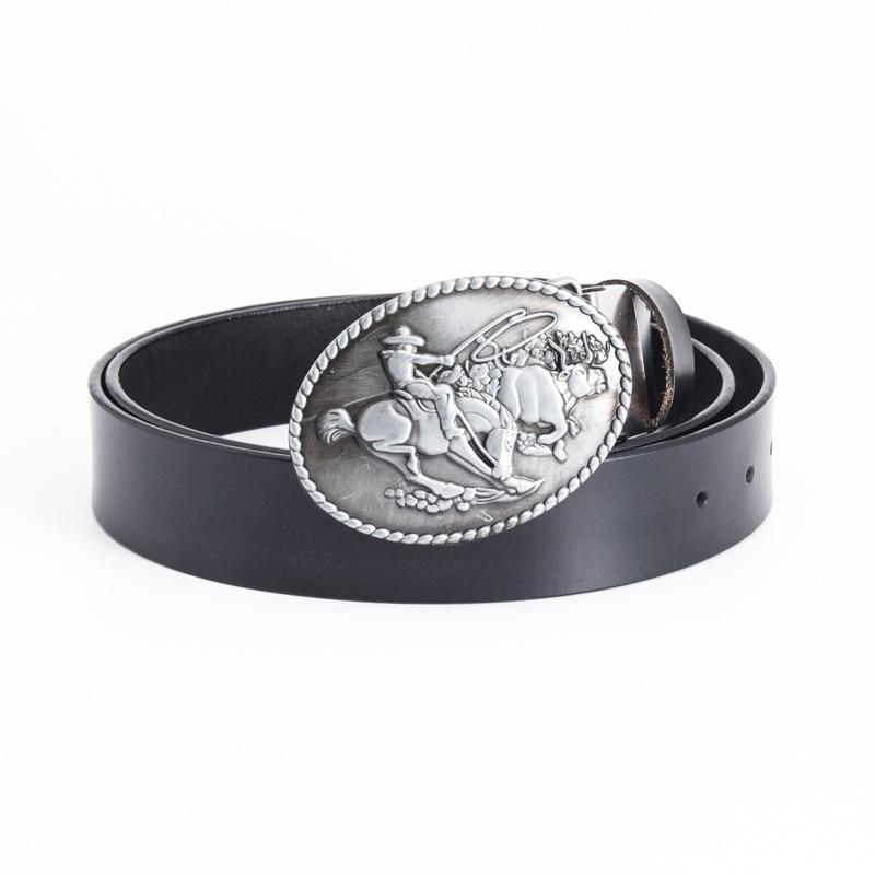 Men's Western Cowboy Two-Layer Cowhide Belt - Stylish and Casual American Waistband