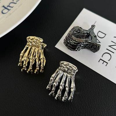 Zinc Alloy Skeleton Hand Hair Claw Skeleton Hand Bone Hollow Small Shark Clip Headwear Side Clip Ghost Paw Hair Claw