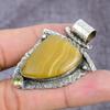 Natural Fluorite, Citrine Gemstone 925 Sterling Silver Pendant 2.17" ET-1416