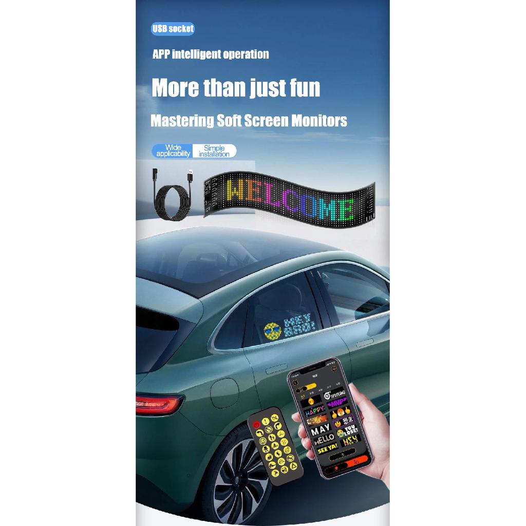 2026 Smart LED Soft Screen Car Sticker Scrolling Display for Car Rear Window
