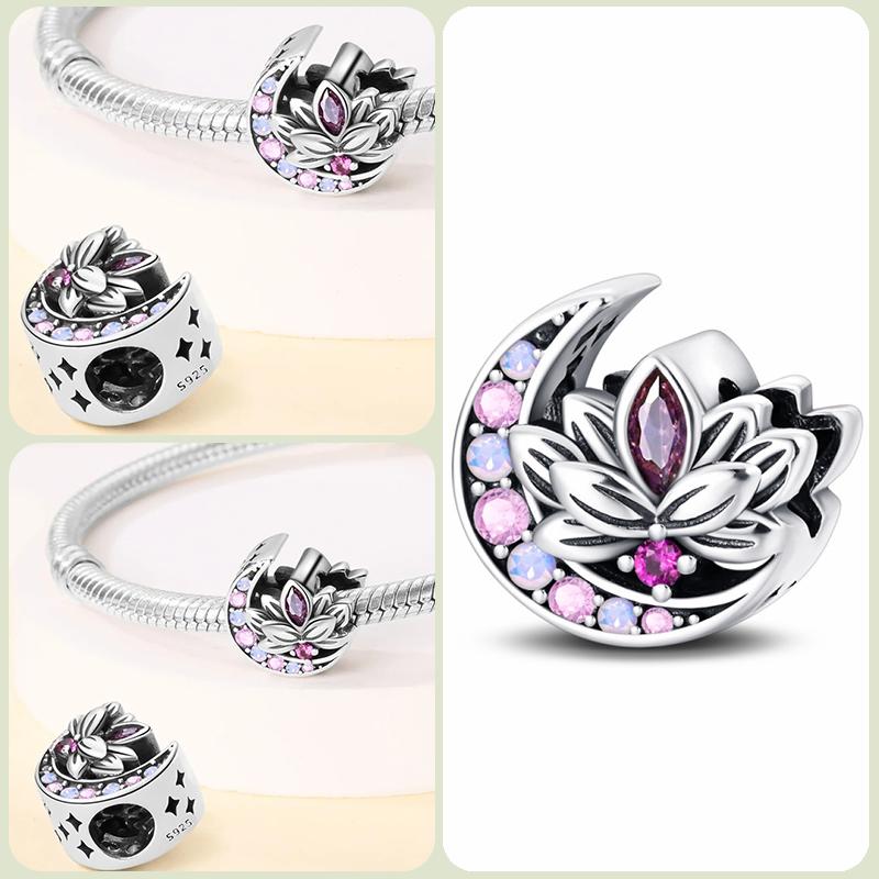 Modne koraliki zawieszki S925 ze srebra próby 925 w stylu klasycznym i romantycznym z motywem żółwia lotosu, odpowiednie do oryginalnej bransoletki DIY na prezent