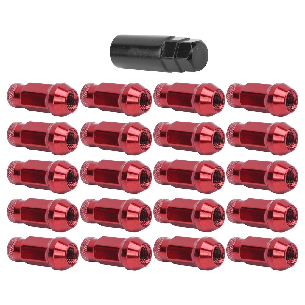 20pcs Wheel Lug Nuts 50BV30 Alloy Steel M12x1.5 Thread High Strength Red Replacement for Mazda