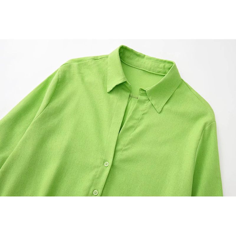 Ur Women's Spring Clothing Fashion Casual Long Sleeve Linen Shirt