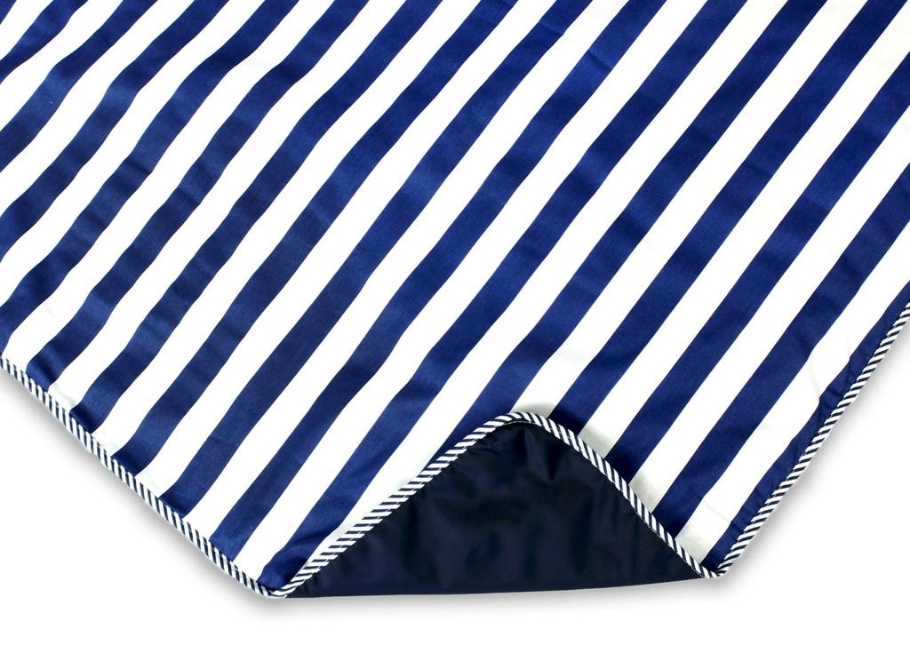 Picknickdecke - Strand - Baumwolle - "Marineblaue Streifen" 180x200