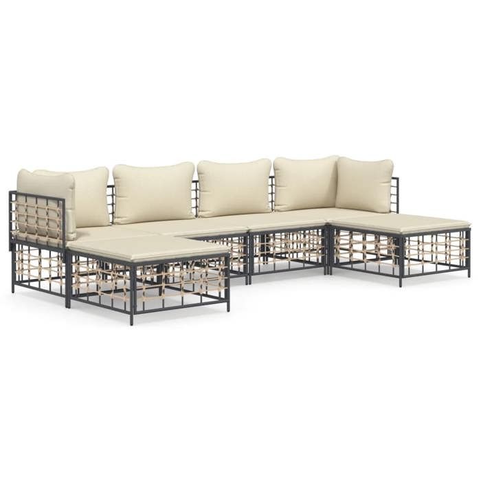 VidaXL Garden Lounge Set 6 Pcs with Anthracite Cushions Wicker, Lounge Set, Outdoor Lounge Set, 3186778