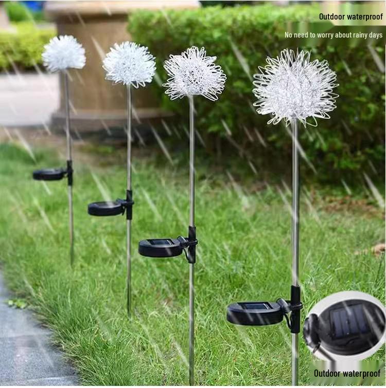 Solar Dandelion Lamp - Waterproof Outdoor Landscape Light with Ground Plug