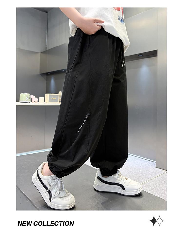 Boys' cool quick drying pants summer 2026 new children's summer pants breathable mid size children's leg tied pants