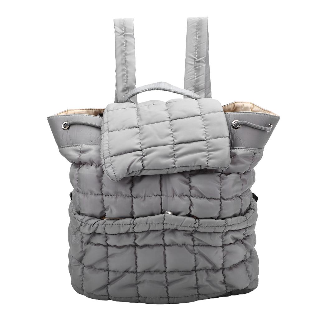Gesteppter Rucksack Leichter Weicher Flauschiger Reiserucksack Große Kapazität Schultertasche für Wandern Fitnessstudio Grau