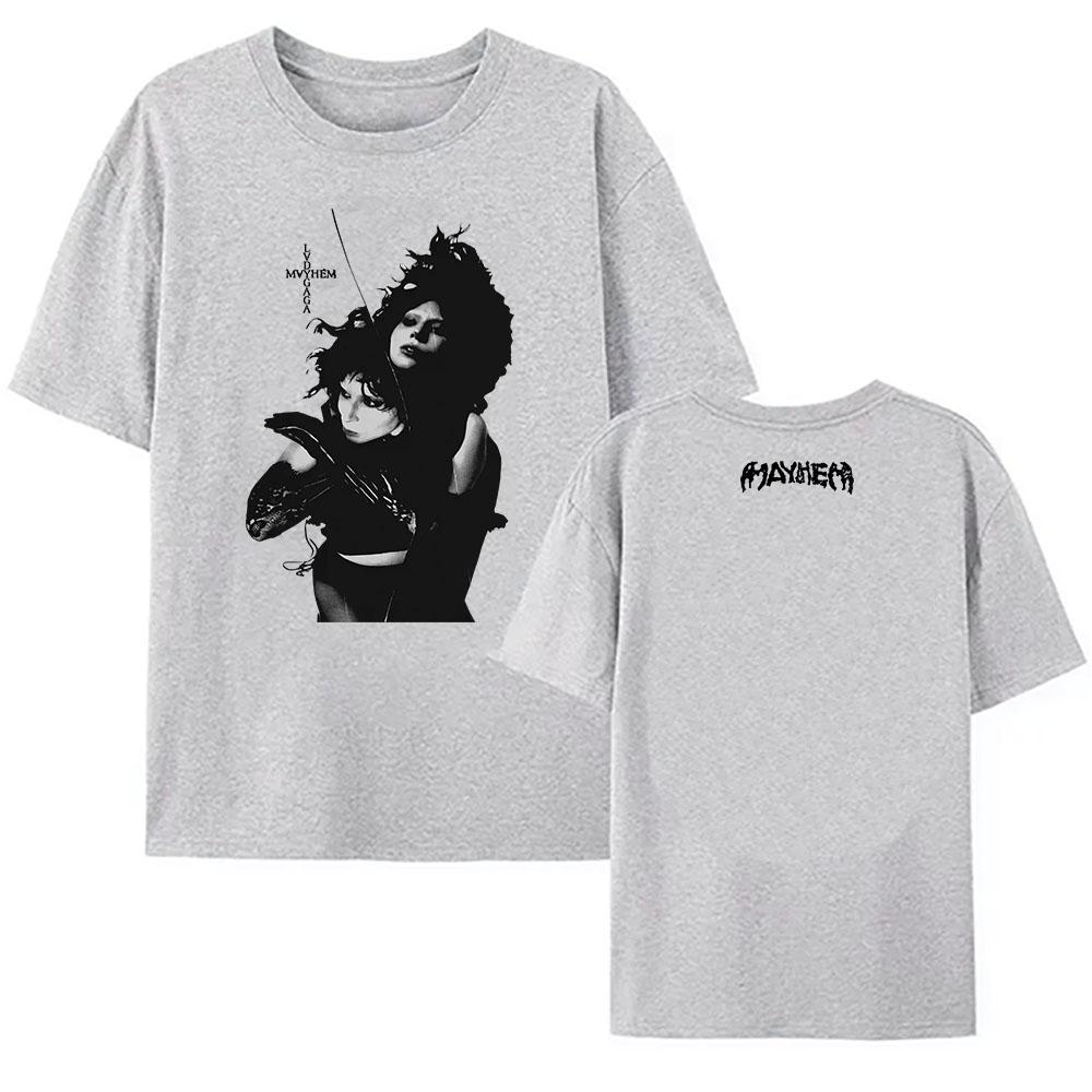Grunge Tees Lady Gaga Mayhem Album T-shirt Cotton Women/Men O-neck Tshirts Singer Graphic Tee Shirt Print Clothing For Female