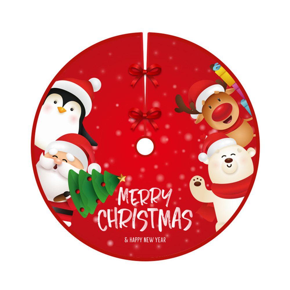 Merry Christmas Floral Happy New Year Christmas Trees Skirt Xmas Floor Cover Party Decor Apron