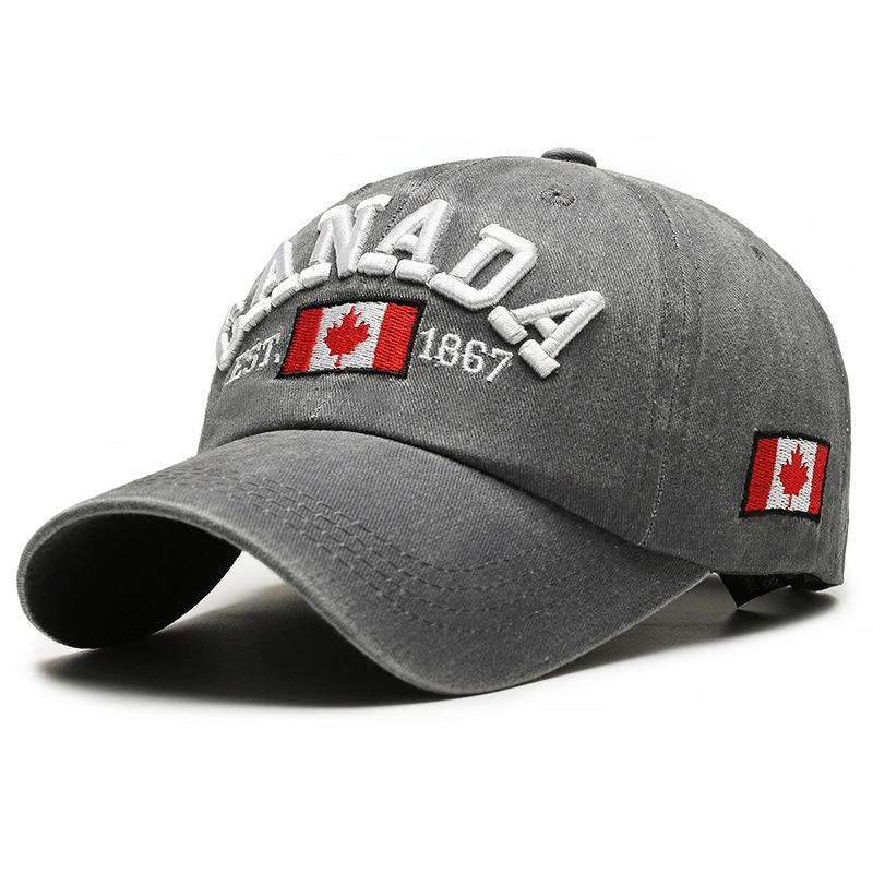 Casquette Vintage en Coton Lavé Unisexe Broderie Lettre CANADA de Haute Qualité Casquette de Baseball Homme et Femme Chapeaux de Sport d'Extérieur