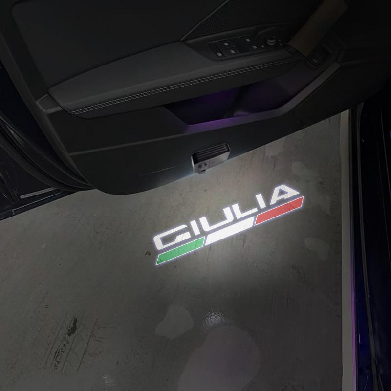 HD LED For Alfa Romeo Giulia Italian Flag Logo TI Q2 Q4 GTA 156 159 Car Door Courtesy Light HD Projector Welcome Lamp ZN9