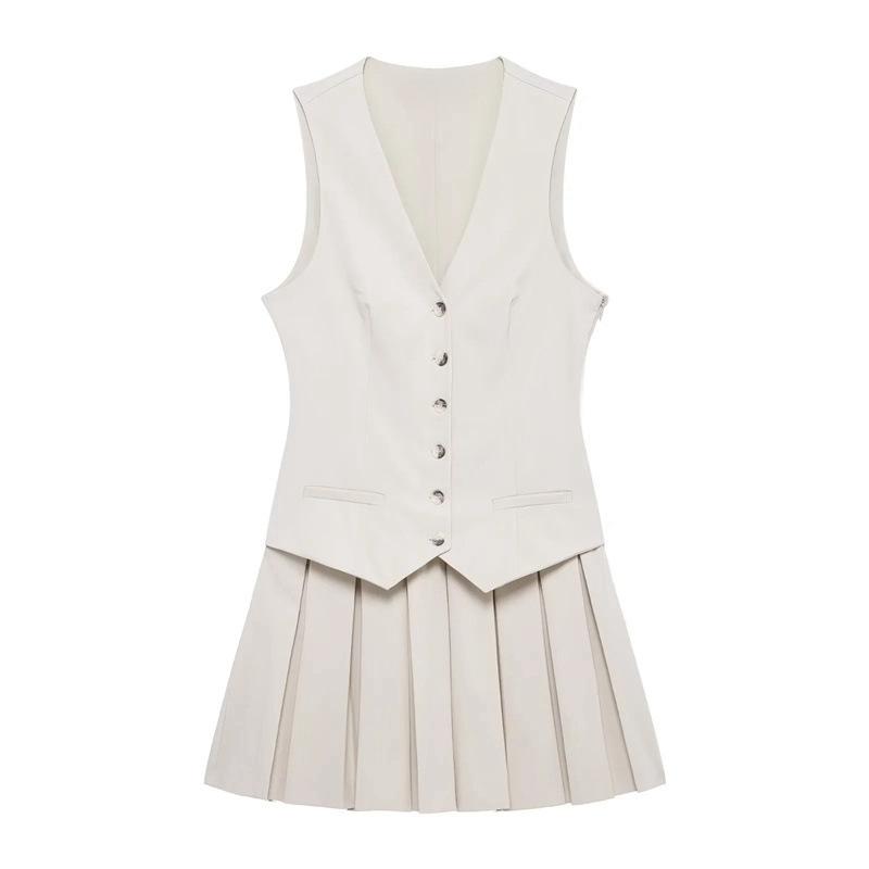 

TAOP&ZA Весеннее женское платье с V-образным вырезом, плиссированное, без рукавов Large