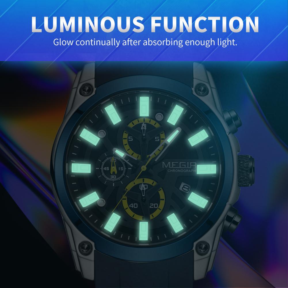 Megir Men Watches Fashion Military Quartz Waterproof Wristwatch Silicone Strap Sport Chronograph Reloj Hombre 2144